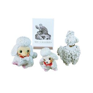 Poodle Dog Figurines Spaghetti Hair 1 Older Dog 2 Playful French Poodles